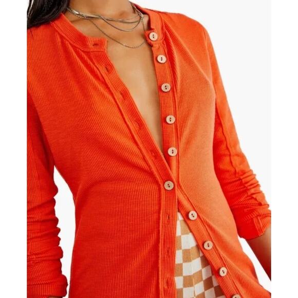 Free People Dresses & Skirts - NWT Free People x We The Free Gia Ribbed Button Sweater Dress Orange Sz M